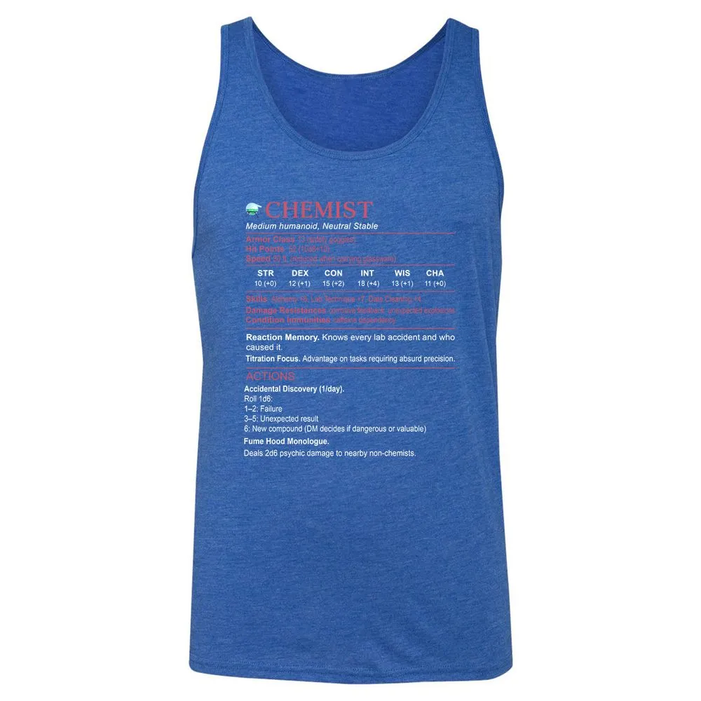 Chemist Stats Unisex Jersey Tank - True Royal Triblend - 12
