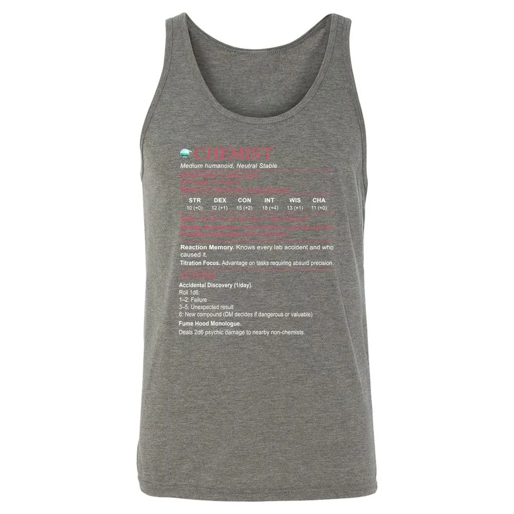 Chemist Stats Unisex Jersey Tank - Grey Triblend - 8