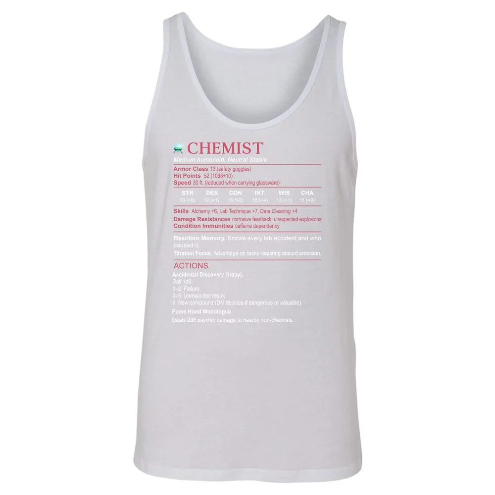 Chemist Stats Unisex Jersey Tank - White - 14
