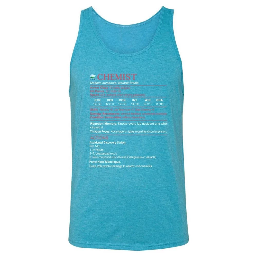 Chemist Stats Unisex Jersey Tank - Aqua Triblend - 3