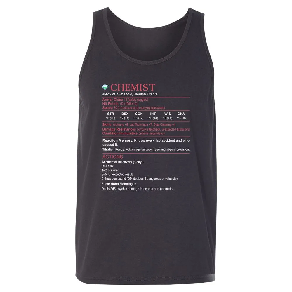 Chemist Stats Unisex Jersey Tank - Dark Grey - 7