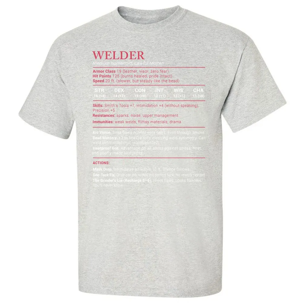 Welder Stats Classic Unisex T-Shirt - Ash - 2