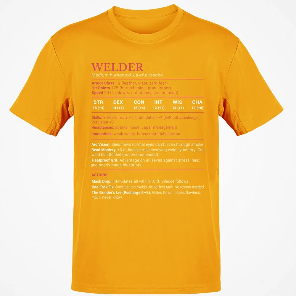 Welder Stats Classic Unisex T-Shirt - Gold - 4