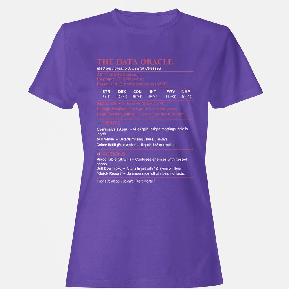 Data Analyst Stats (The Data Oracle) Women's T-Shirt - Purple - 12
