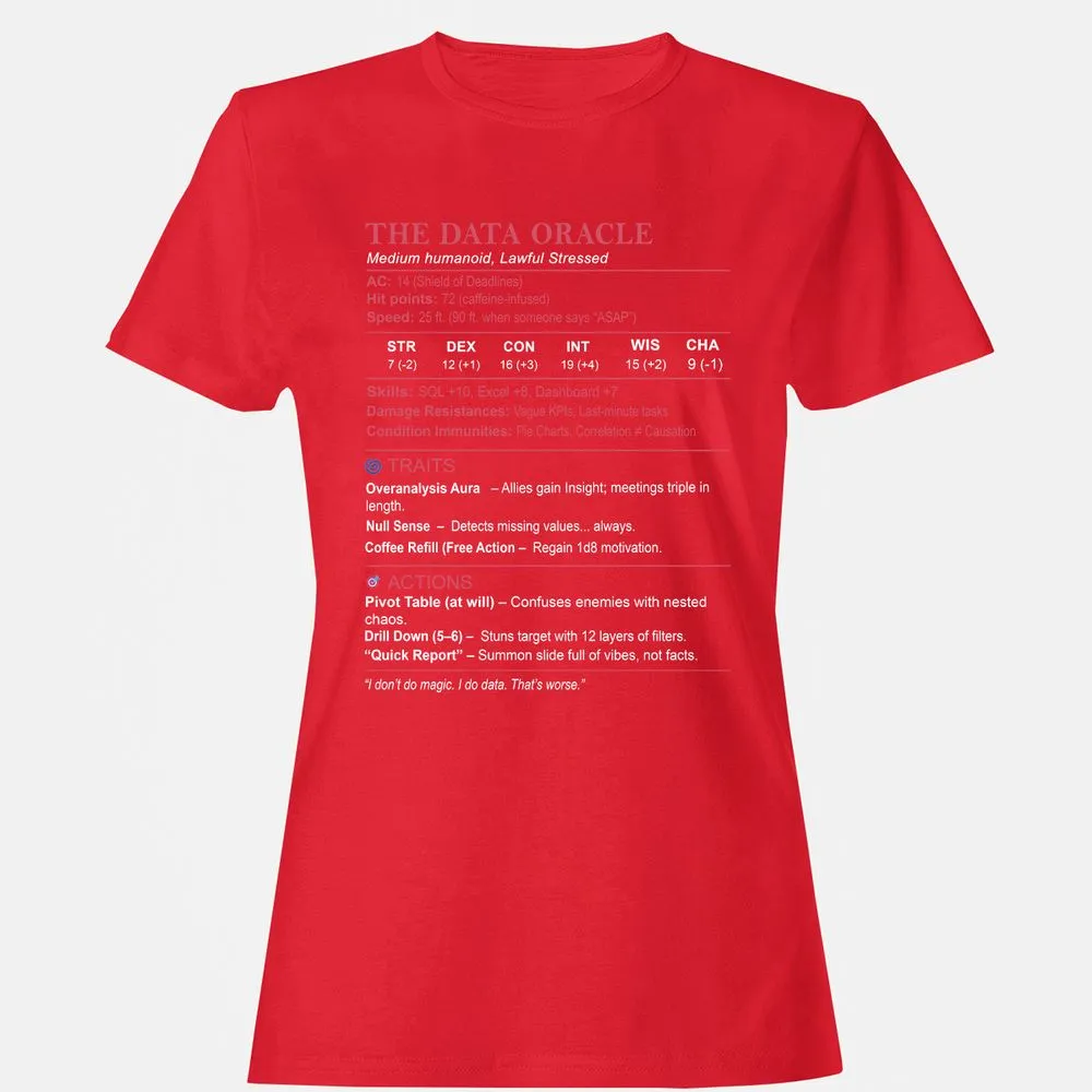 Data Analyst Stats (The Data Oracle) Women's T-Shirt - Red - 13