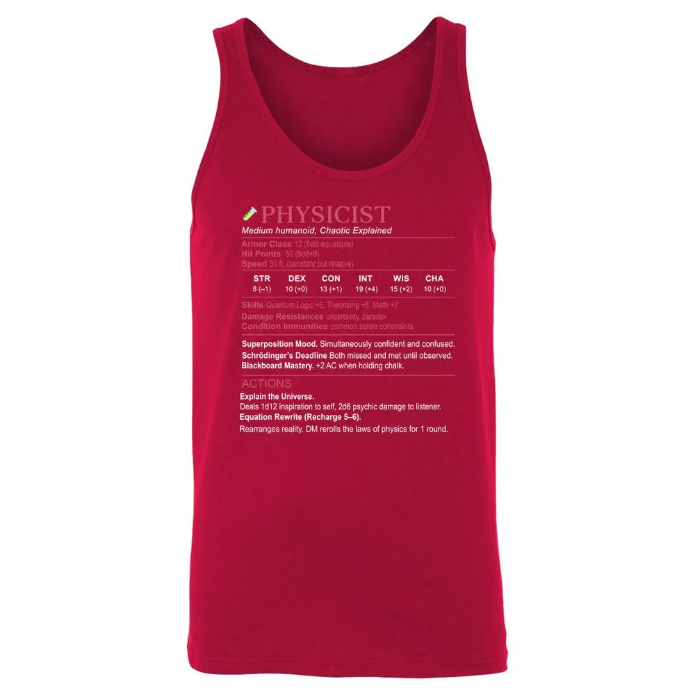 Physicist Stats Unisex Jersey Tank - Red - 11