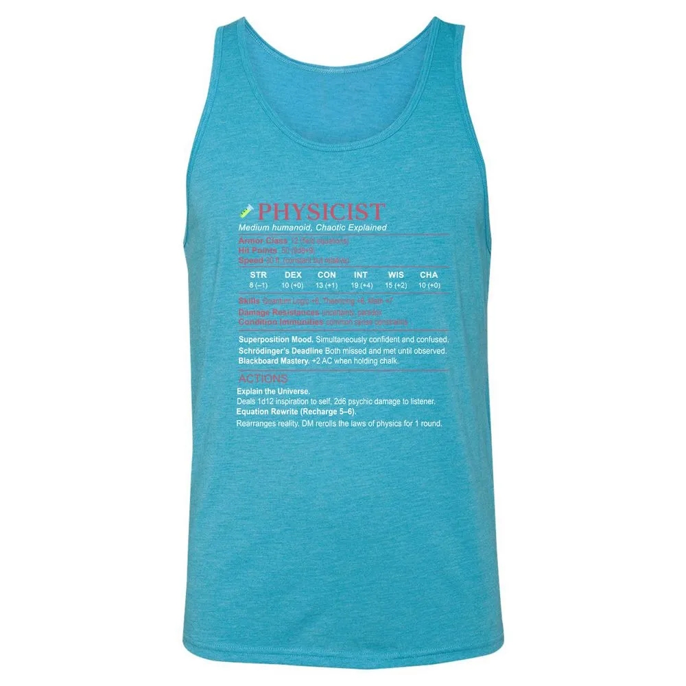 Physicist Stats Unisex Jersey Tank - Aqua Triblend - 3
