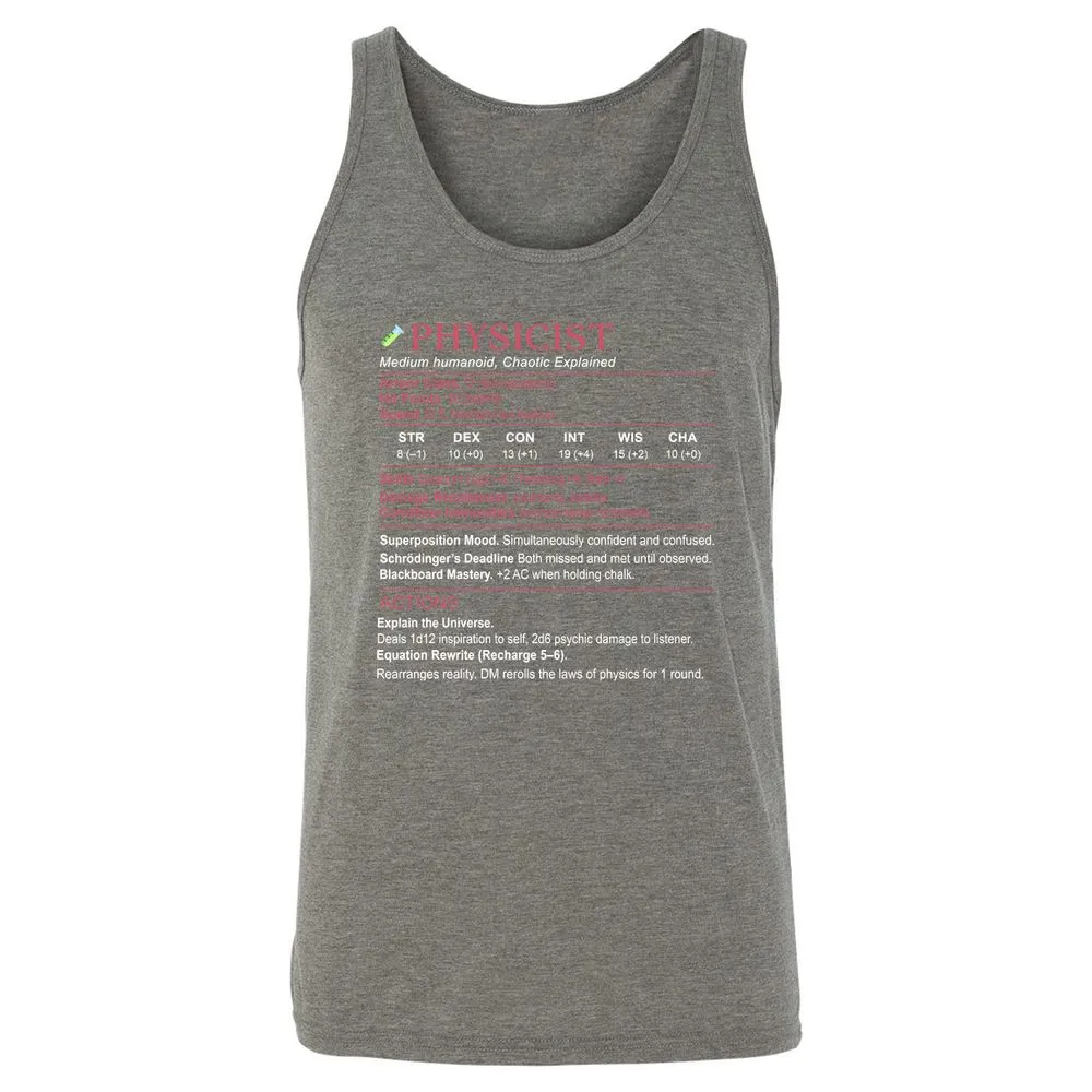 Physicist Stats Unisex Jersey Tank - Grey Triblend - 8