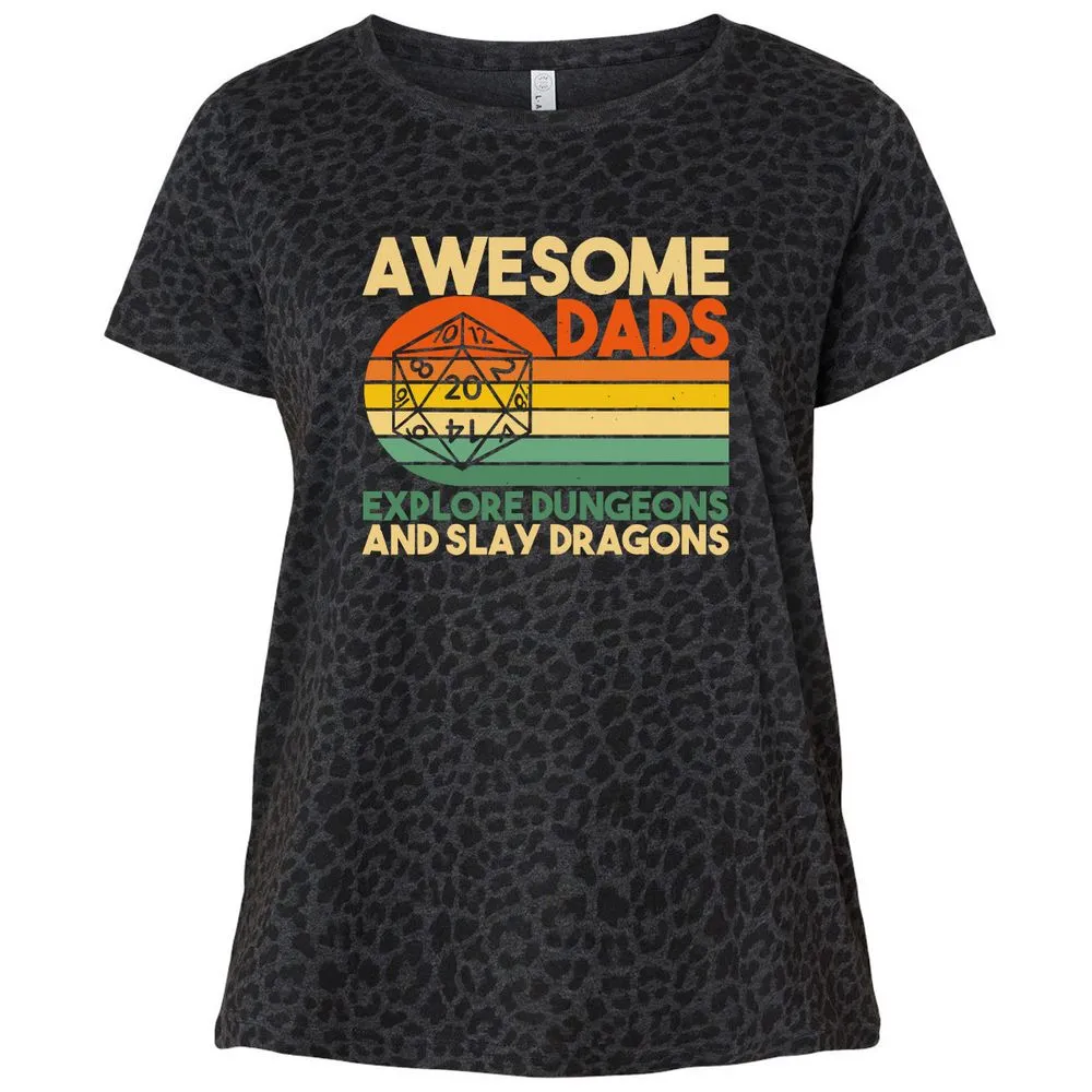 Awesome Dads Explore Dungeons Ladies Curvy Jersey - Black Leopard - 11