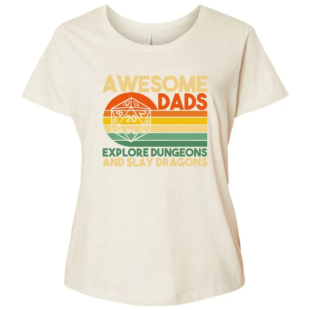 Awesome Dads Explore Dungeons Ladies Curvy Jersey - Natural Heather - 8