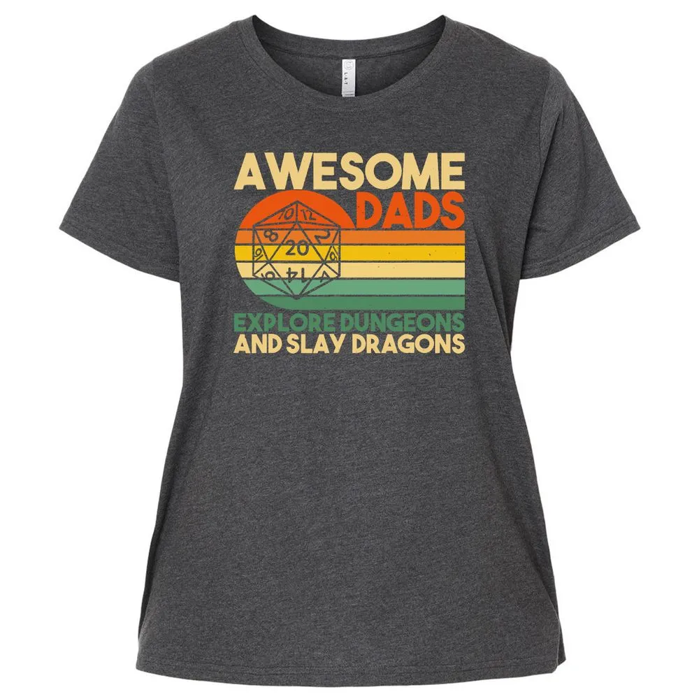 Awesome Dads Explore Dungeons Ladies Curvy Jersey - Vintage Smoke - 4