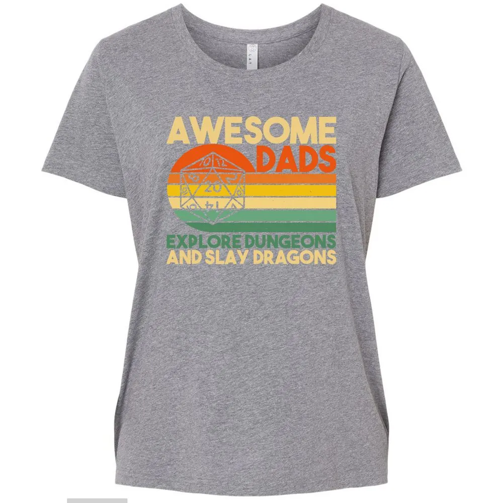Awesome Dads Explore Dungeons Ladies Curvy Jersey - Granite Heather - 9