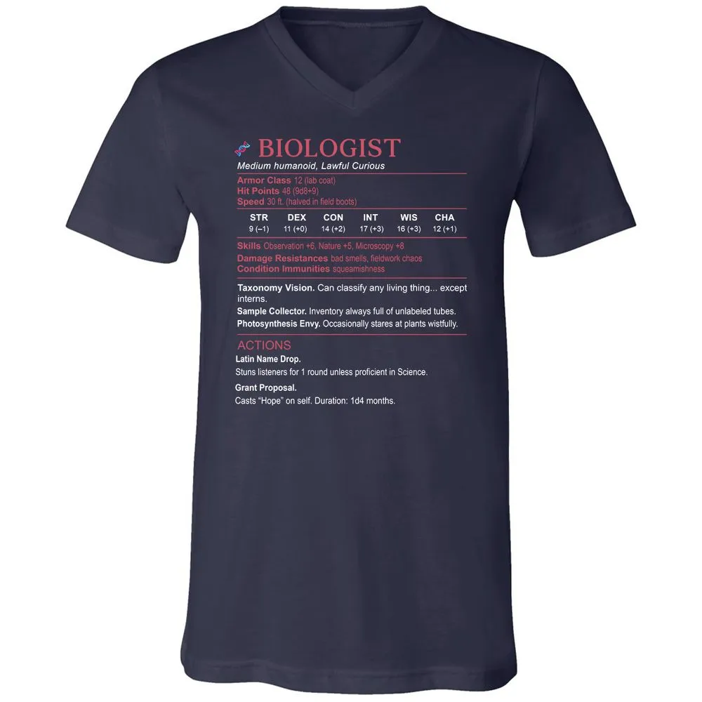 Biologist Stats Unisex V-Neck T-Shirt - Navy - 2