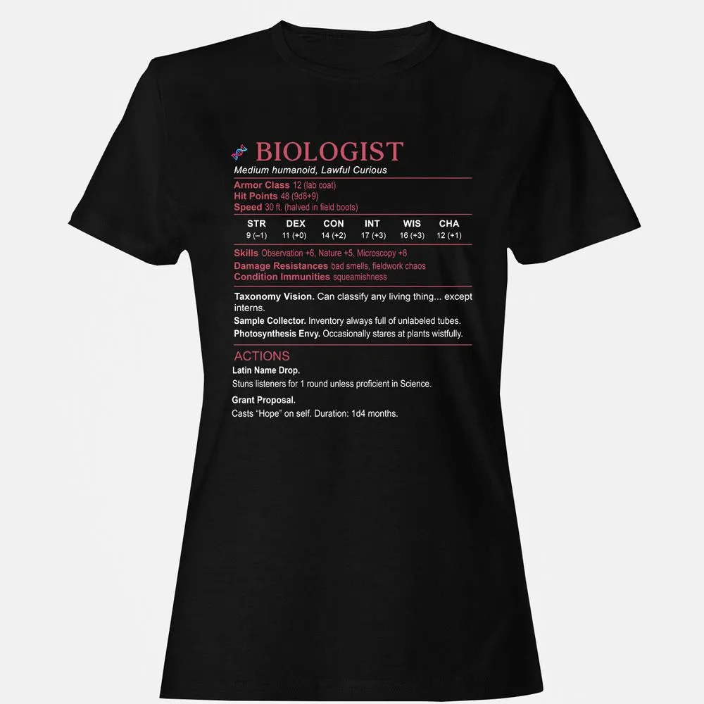 Biologist Stats Women's T-Shirt - Black - 1