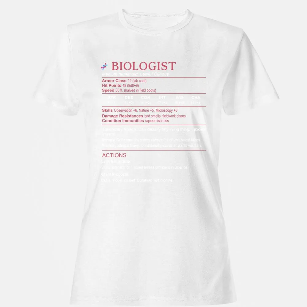 Biologist Stats Women's T-Shirt - White - 16