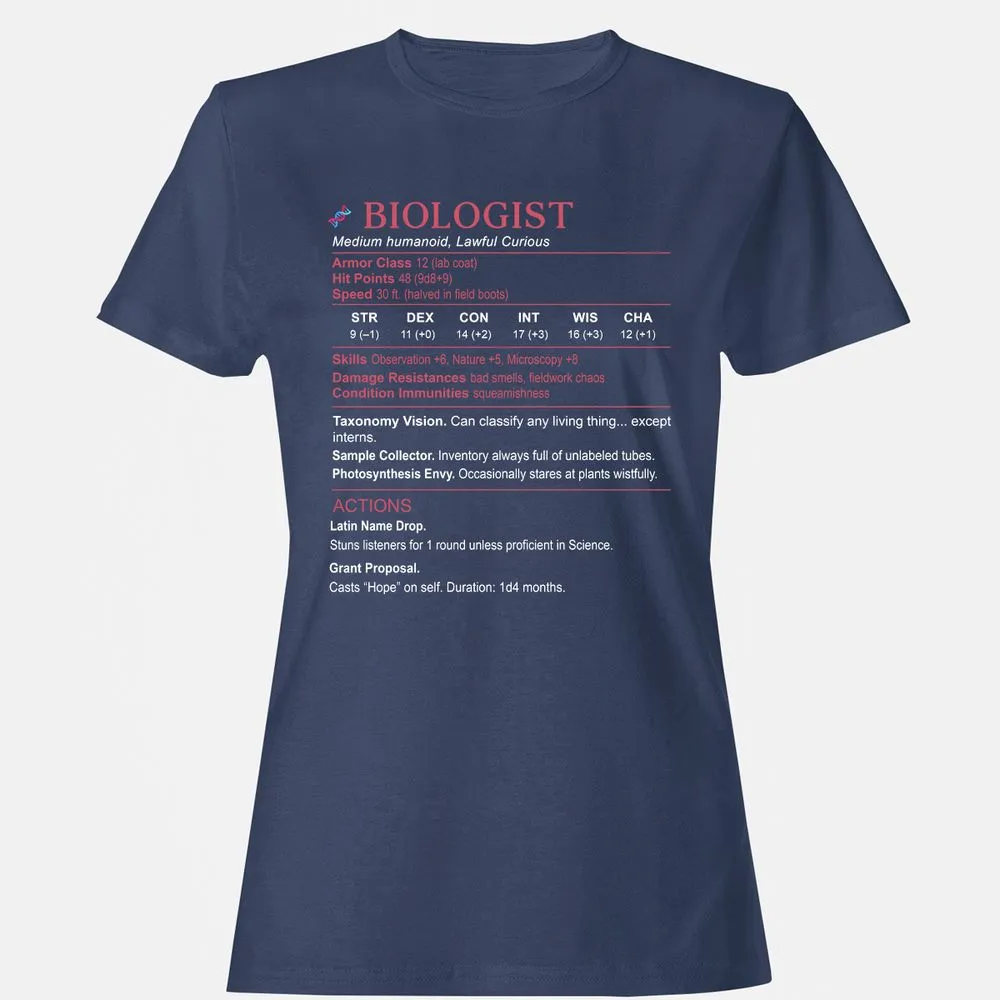 Biologist Stats Women's T-Shirt - Navy - 10