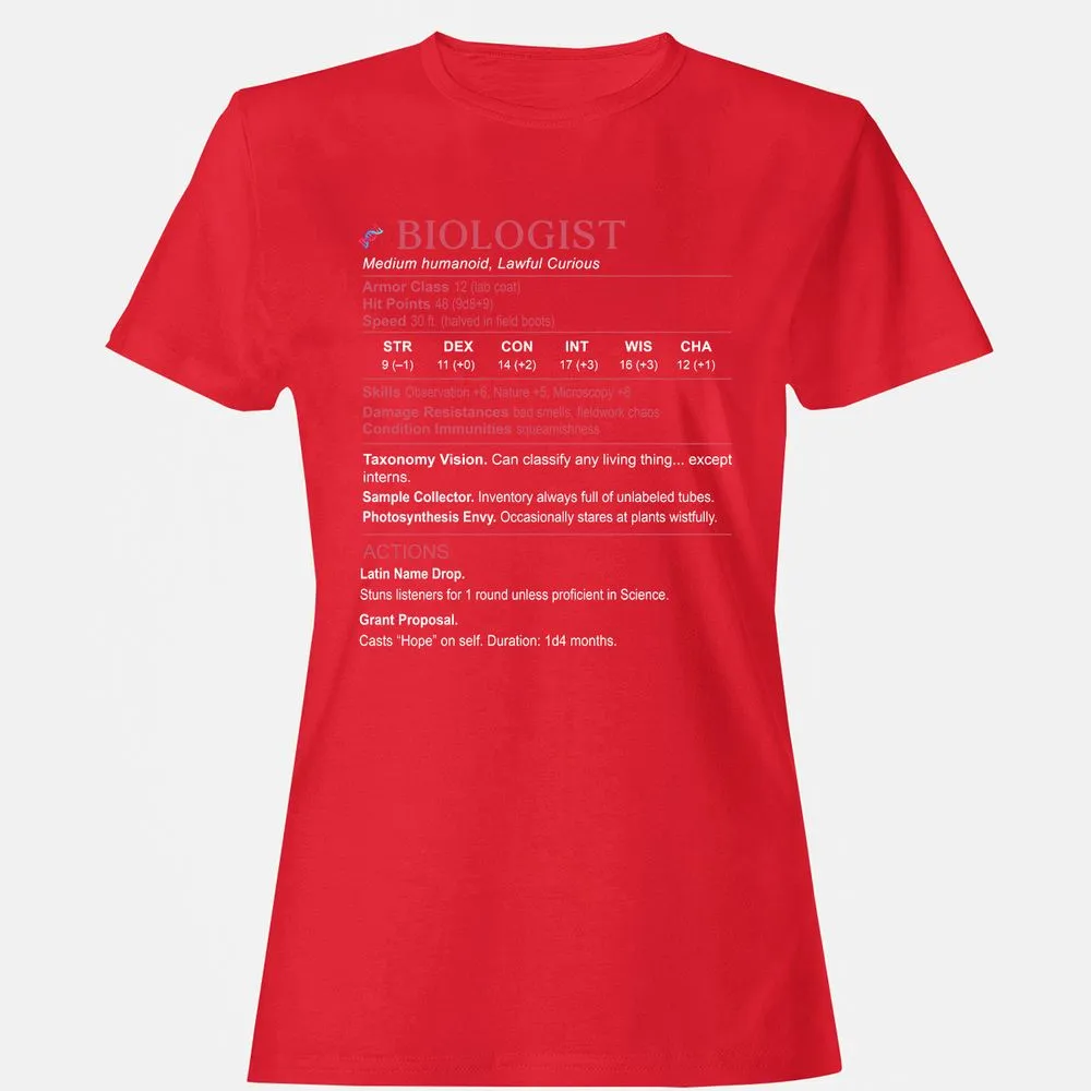 Biologist Stats Women's T-Shirt - Red - 13