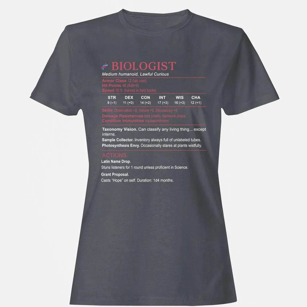 Biologist Stats Women's T-Shirt - Dark Heather - 5