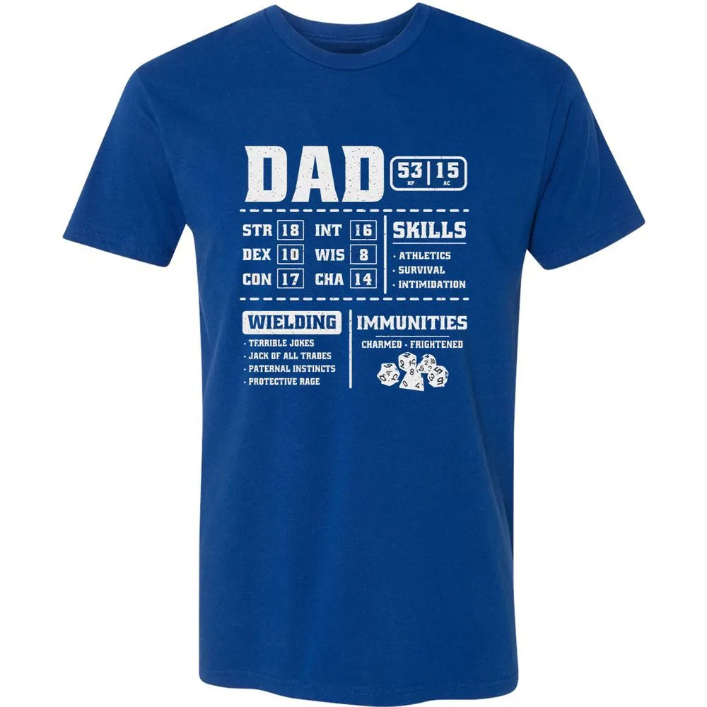 Dad Stat Block 2 Premium Unisex T-Shirt - Royal - 10