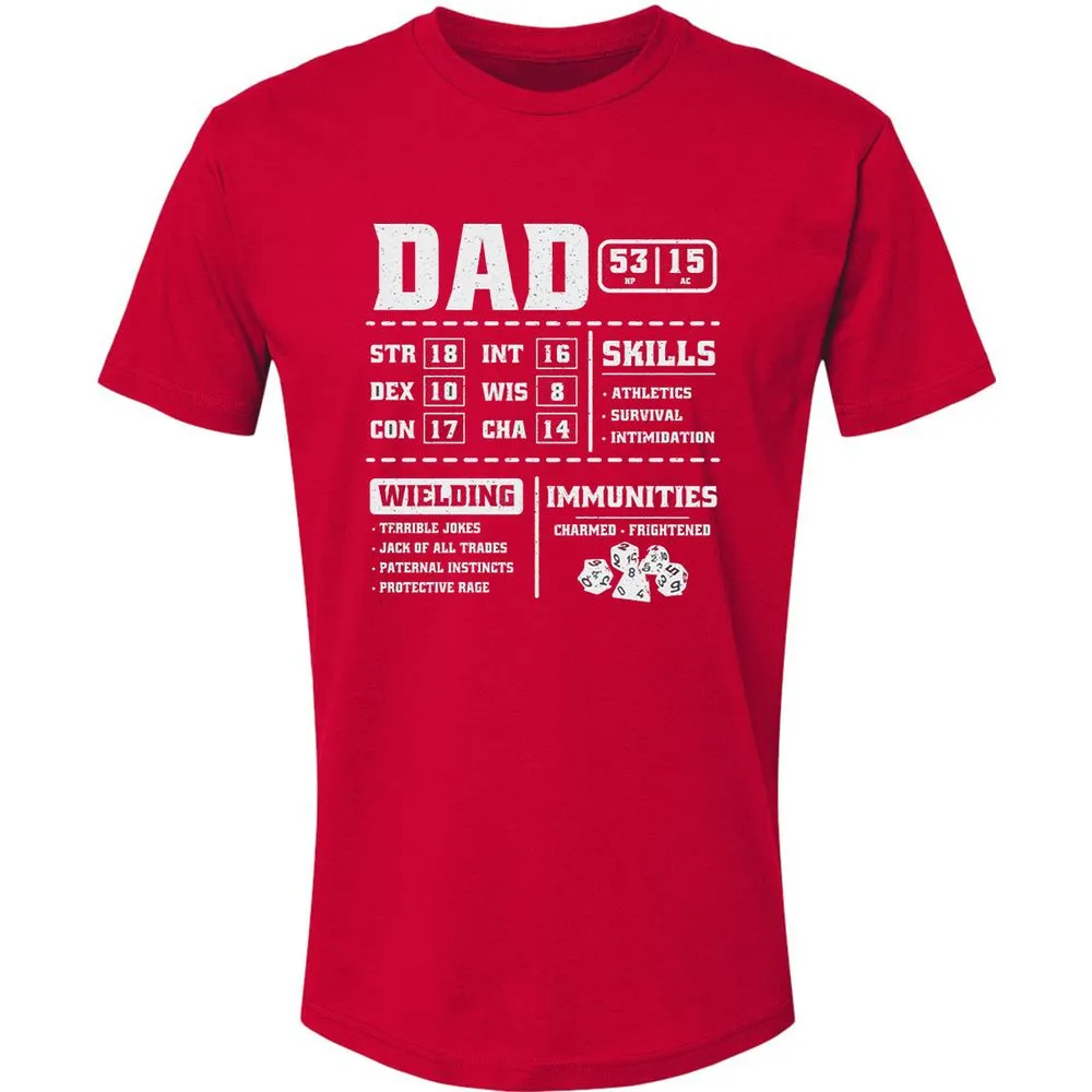 Dad Stat Block 2 Premium Unisex T-Shirt - Red - 6