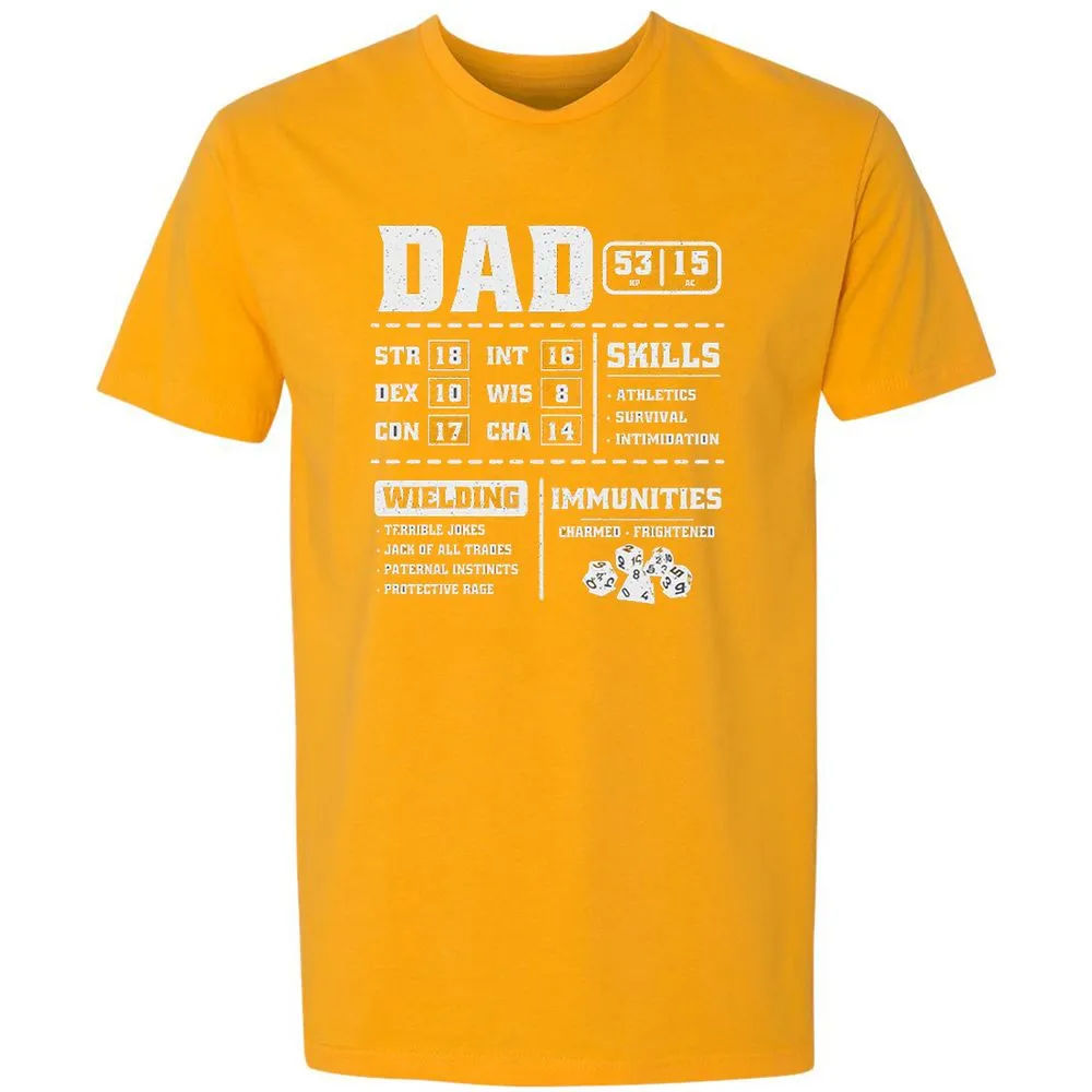 Dad Stat Block 2 Premium Unisex T-Shirt - Gold - 12