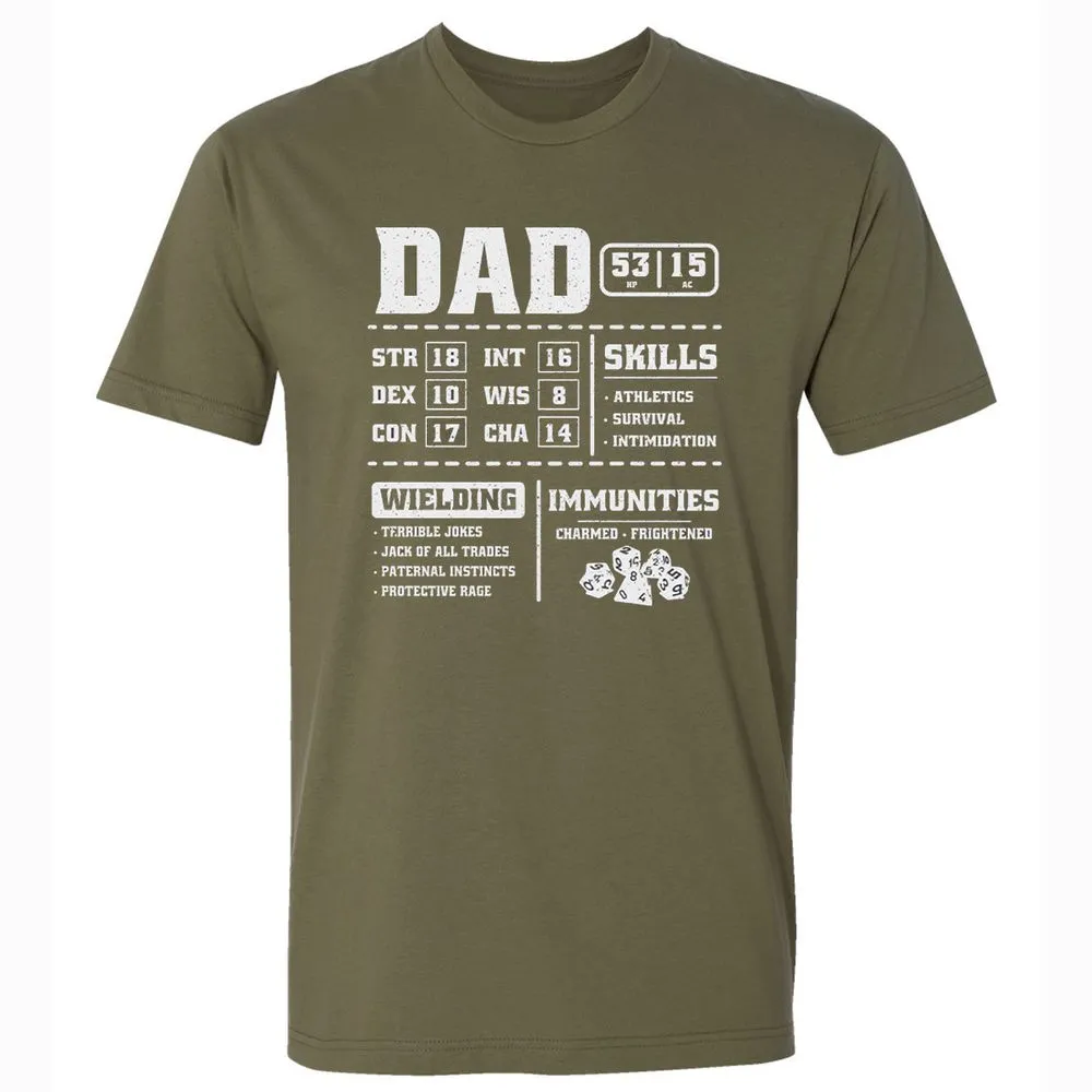 Dad Stat Block 2 Premium Unisex T-Shirt - Military Green - 5