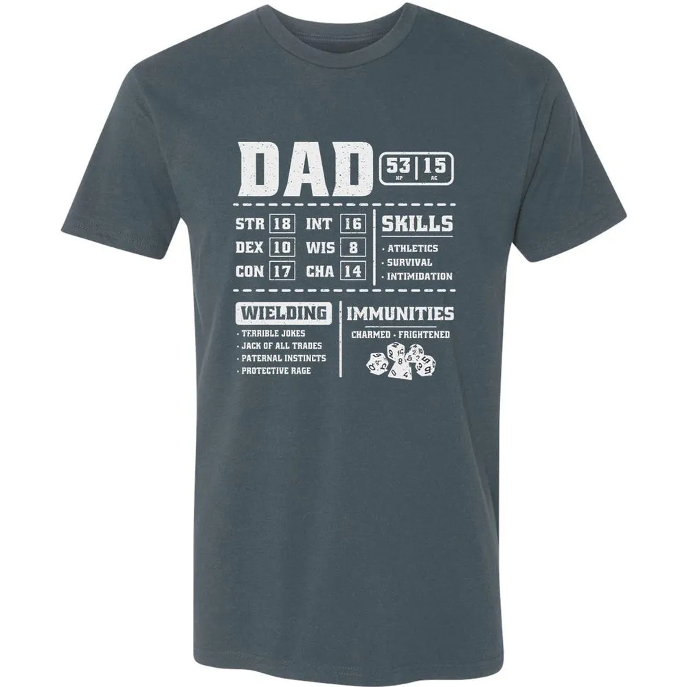 Dad Stat Block 2 Premium Unisex T-Shirt - Indigo - 15