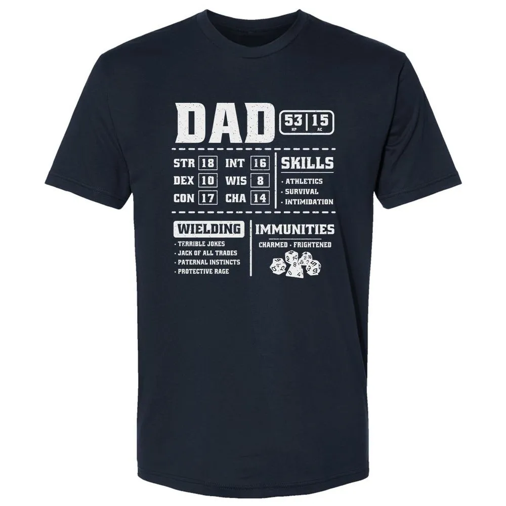 Dad Stat Block 2 Premium Unisex T-Shirt - Midnight Navy - 2
