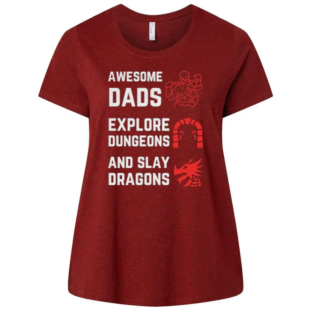 Awesome Dad Fathers Day Ladies Curvy Jersey - Cardinal - 10