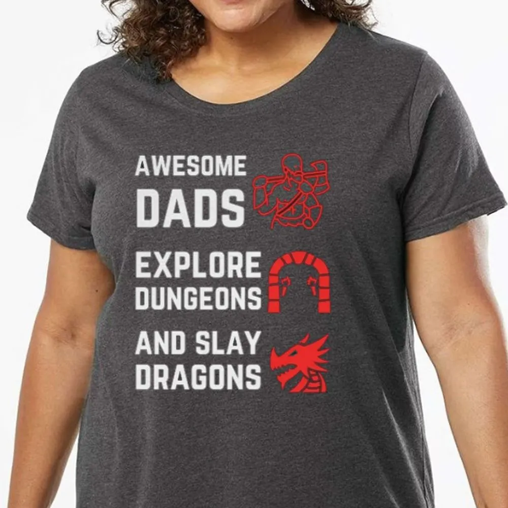 Awesome Dad Fathers Day Ladies Curvy Jersey - model - 0