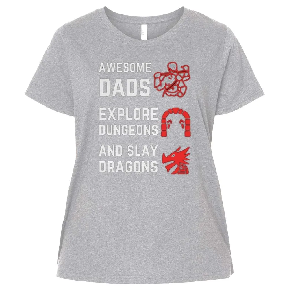 Awesome Dad Fathers Day Ladies Curvy Jersey - Heather - 3