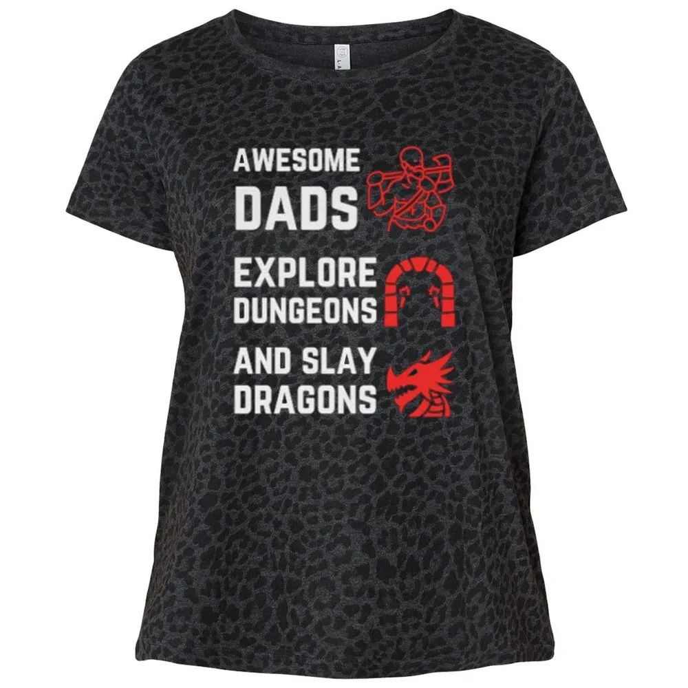 Awesome Dad Fathers Day Ladies Curvy Jersey - Black Leopard - 11