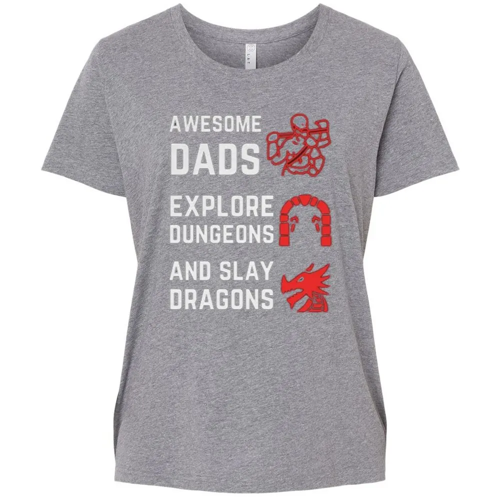 Awesome Dad Fathers Day Ladies Curvy Jersey - Granite Heather - 9