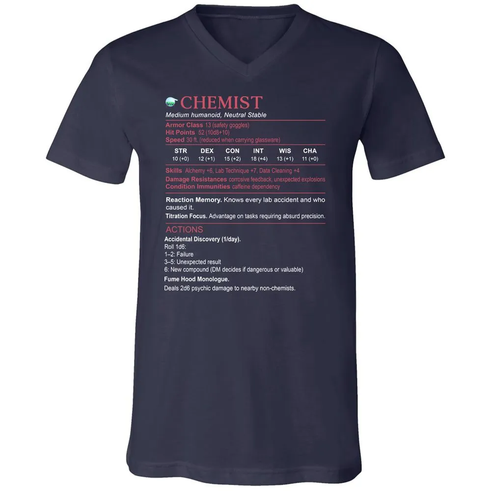 Chemist Stats Unisex V-Neck T-Shirt - Navy - 2