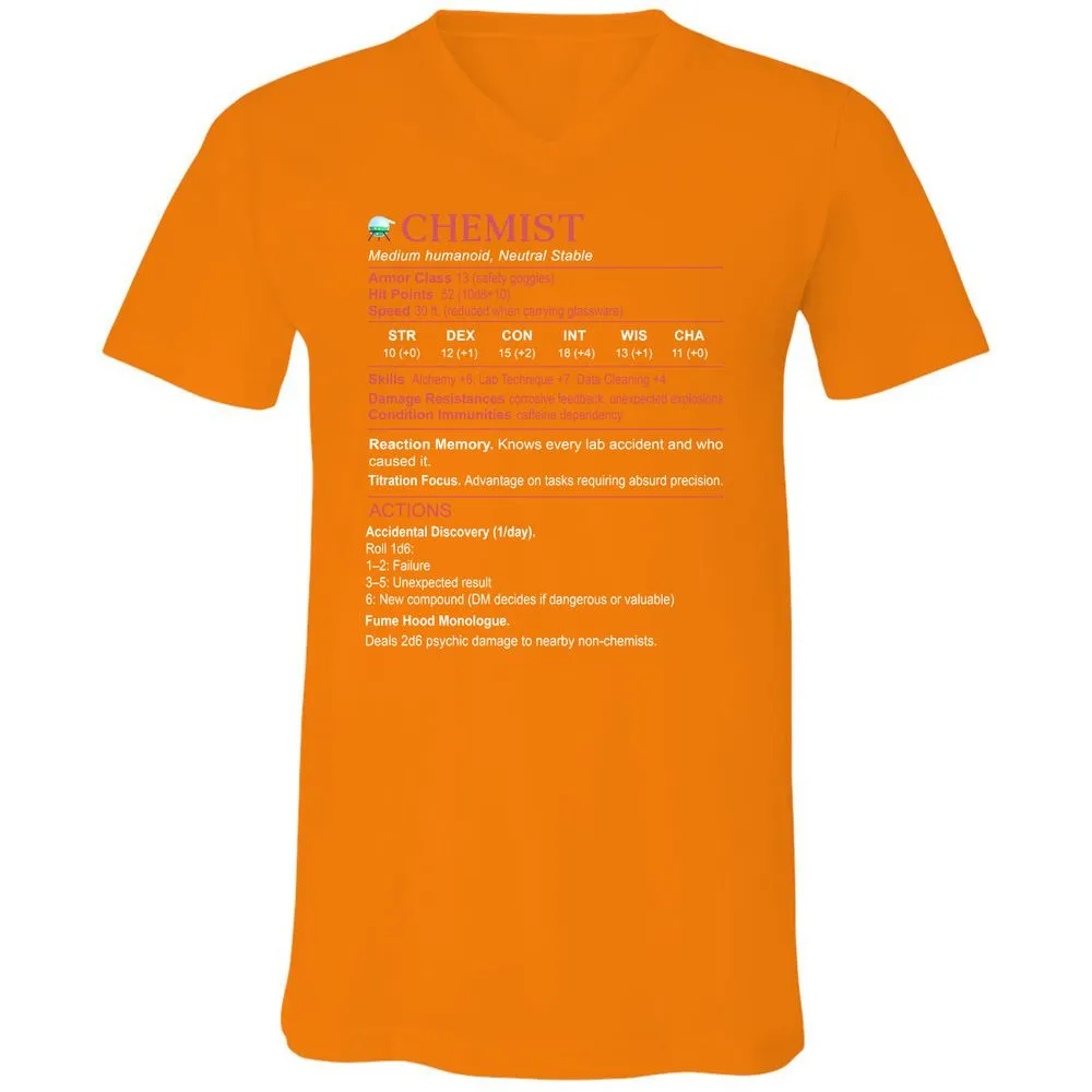 Chemist Stats Unisex V-Neck T-Shirt - Orange - 11