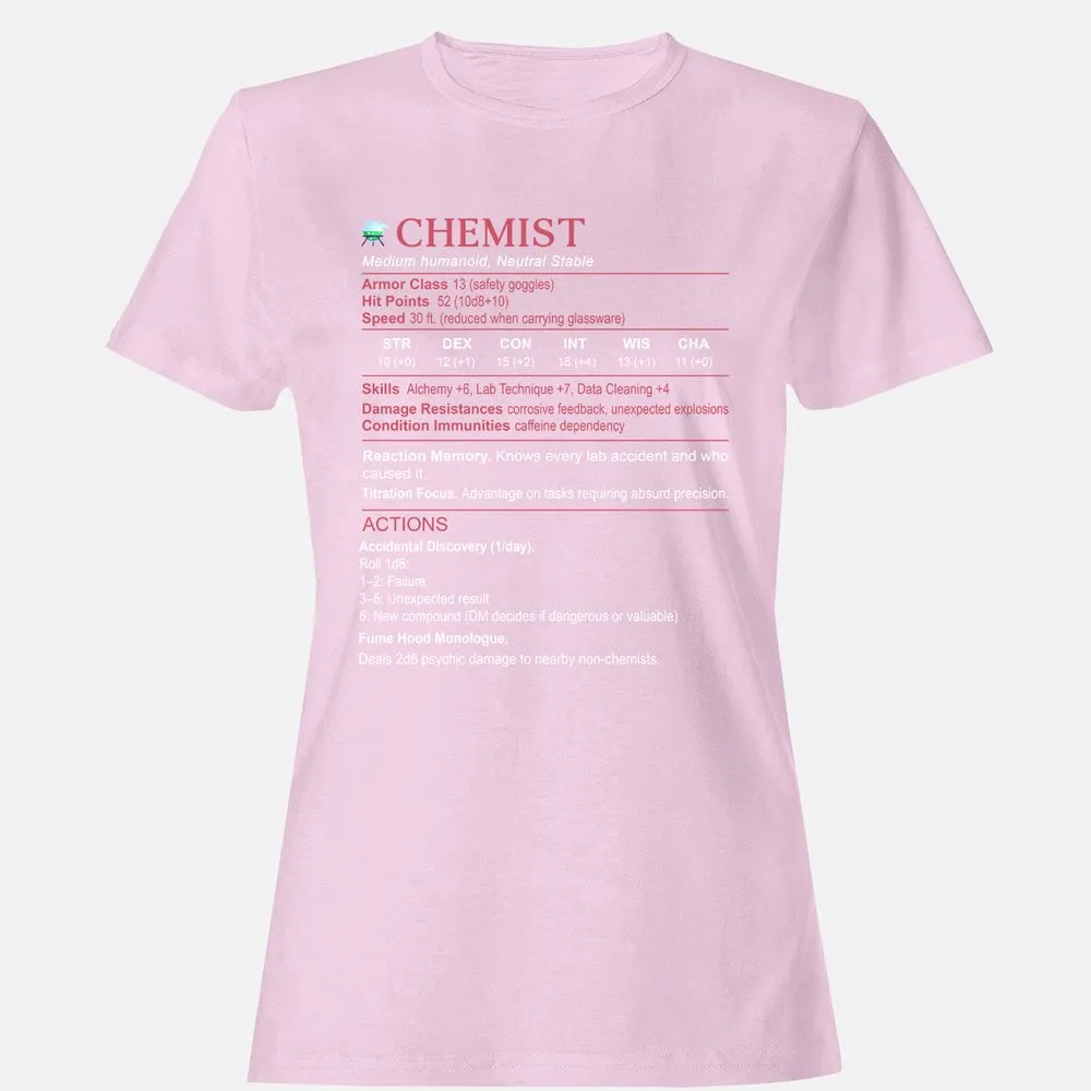 Chemist Stats Women's T-Shirt - Light Pink - 9