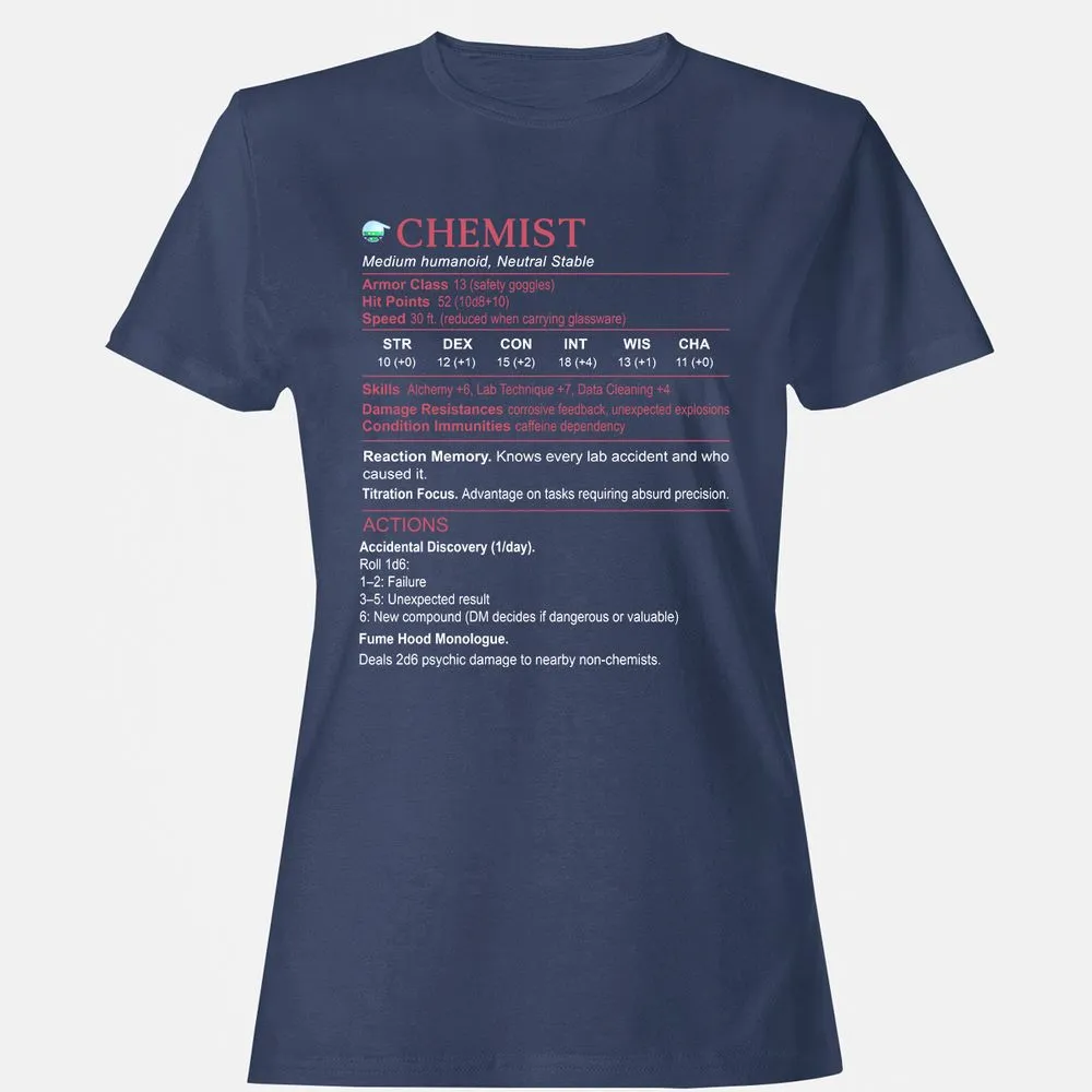 Chemist Stats Women's T-Shirt - Navy - 10