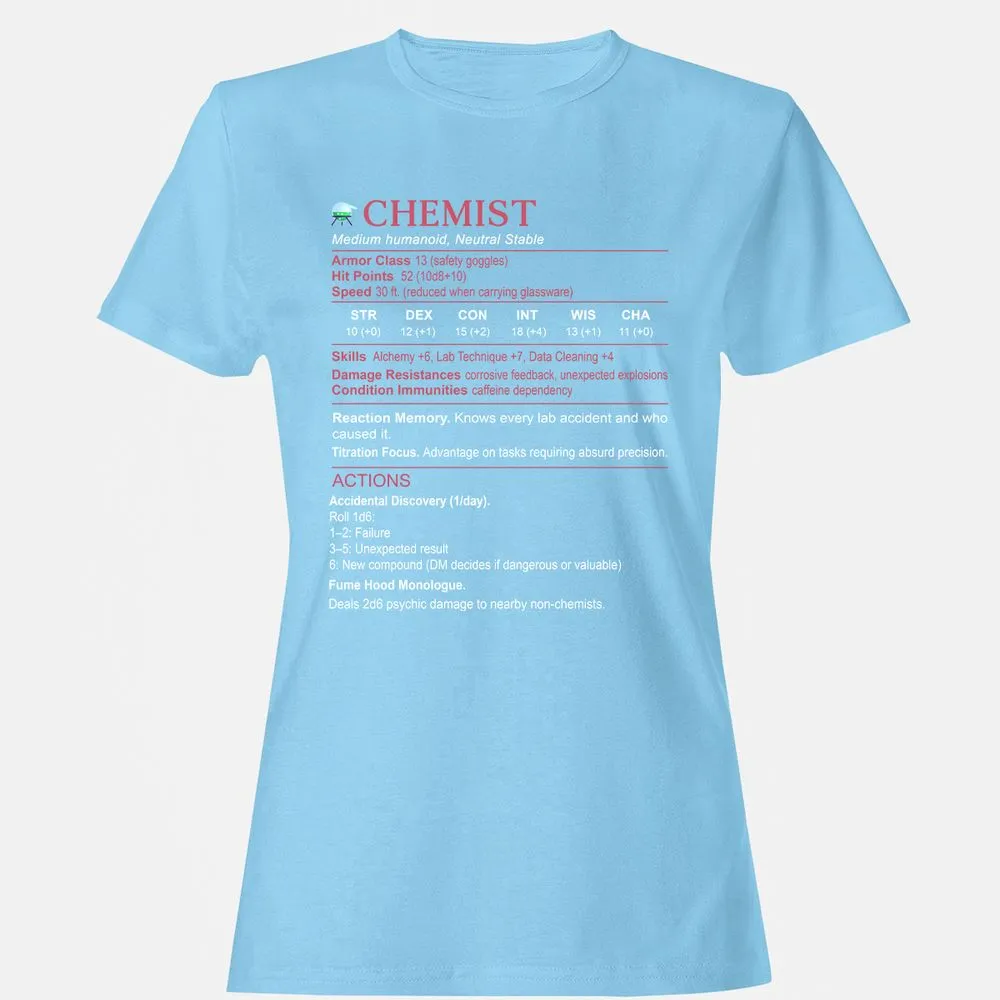 Chemist Stats Women's T-Shirt - Light Blue - 8