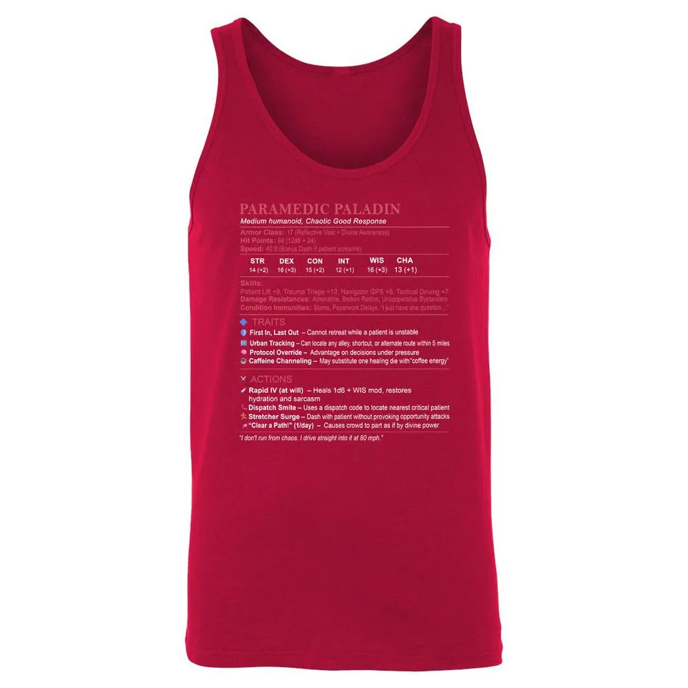 Paramedic Stats Unisex Jersey Tank - Red - 11