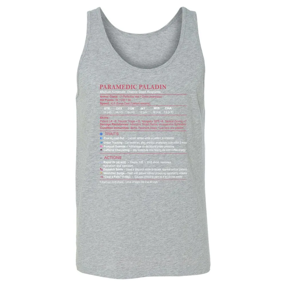 Paramedic Stats Unisex Jersey Tank - Athletic Heather - 4