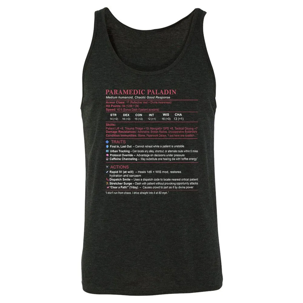 Paramedic Stats Unisex Jersey Tank - Charcoal Black Triblend - 5