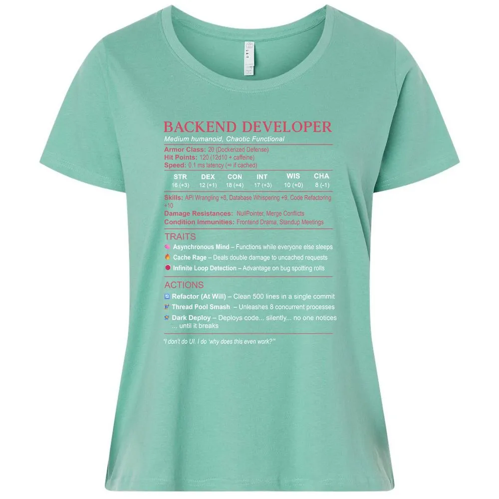 Backend Developer Stats Ladies Curvy Jersey - Saltwater - 7