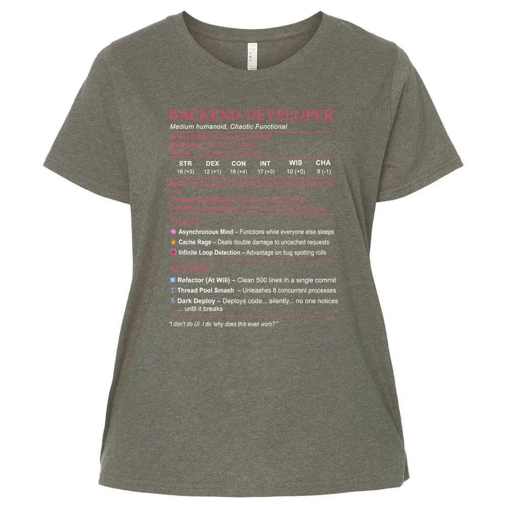 Backend Developer Stats Ladies Curvy Jersey - Bamboo Blackout - 2