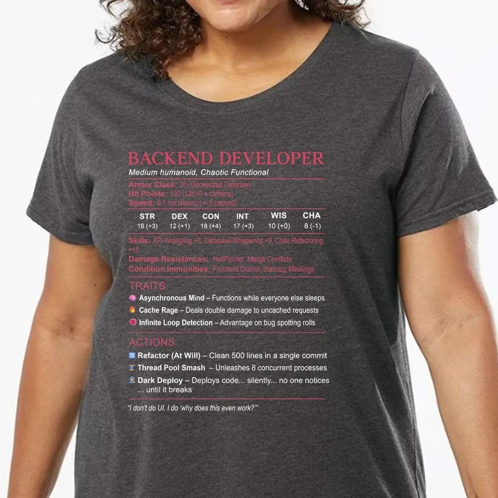 Backend Developer Stats Ladies Curvy Jersey - model - 0