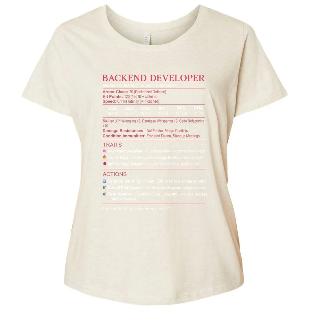 Backend Developer Stats Ladies Curvy Jersey - Natural Heather - 8