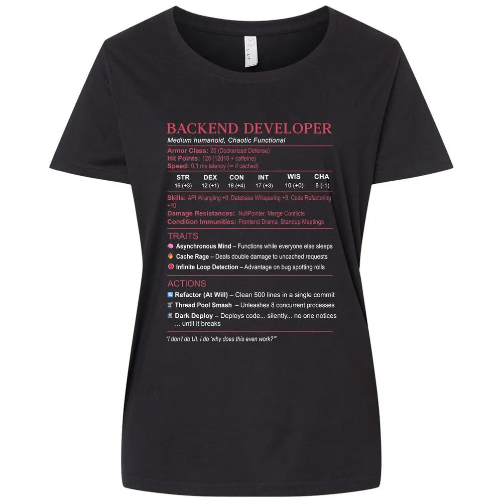 Backend Developer Stats Ladies Curvy Jersey - Blended Black - 1