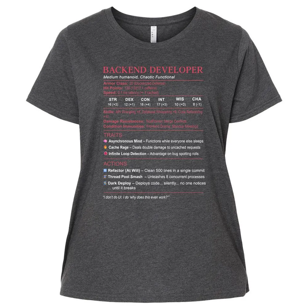 Backend Developer Stats Ladies Curvy Jersey - Vintage Smoke - 4