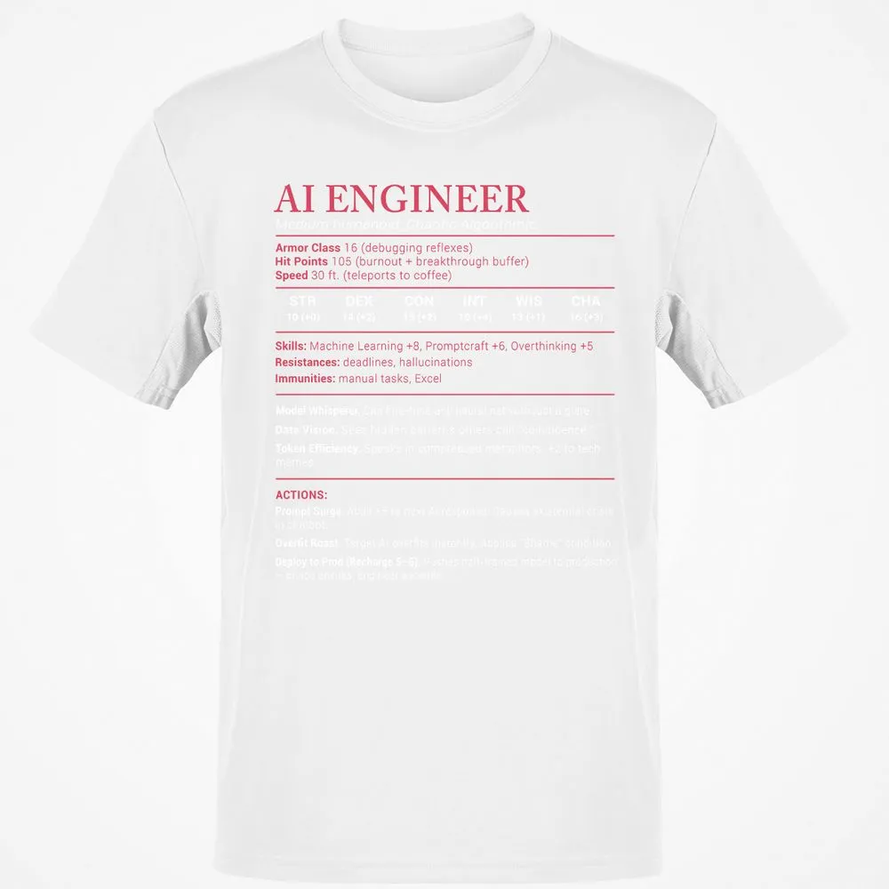 AI Engineer Stats Classic Unisex T-Shirt - White - 12