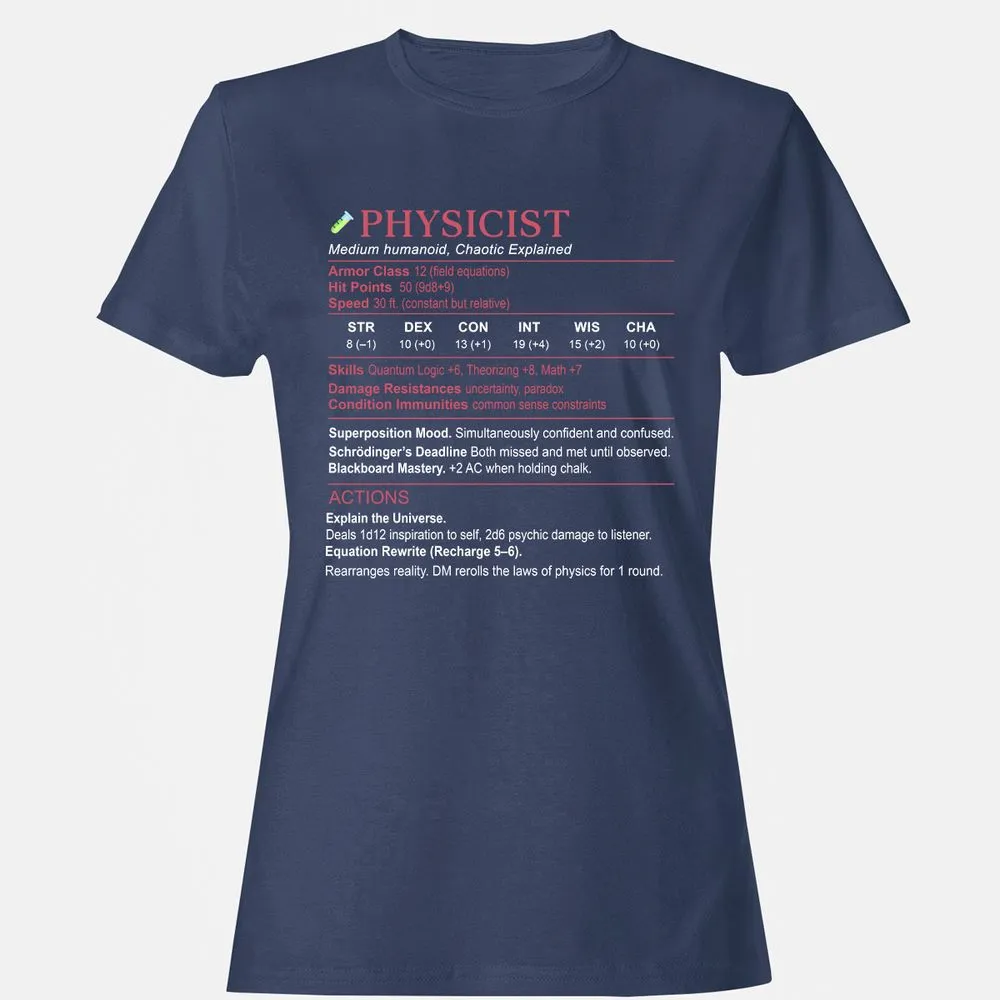 Physicist Stats Women's T-Shirt - Navy - 10