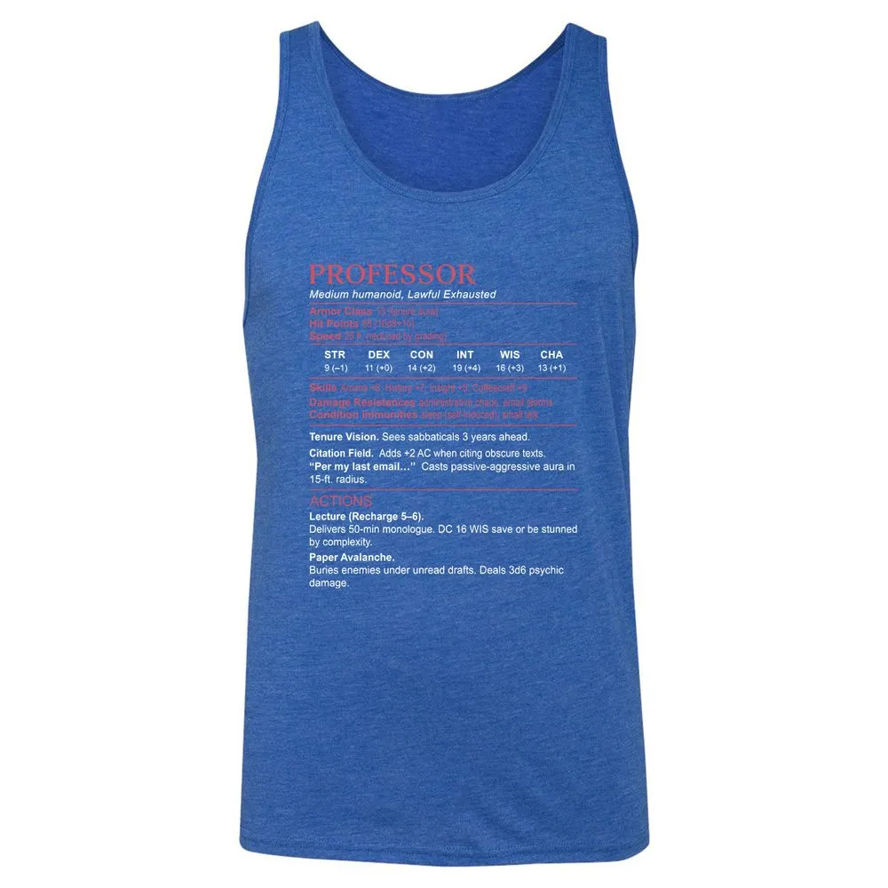 Professor Stats Unisex Jersey Tank - True Royal Triblend - 12